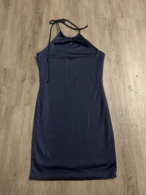 Forever 21 Navy Backless Halter Slip Dress